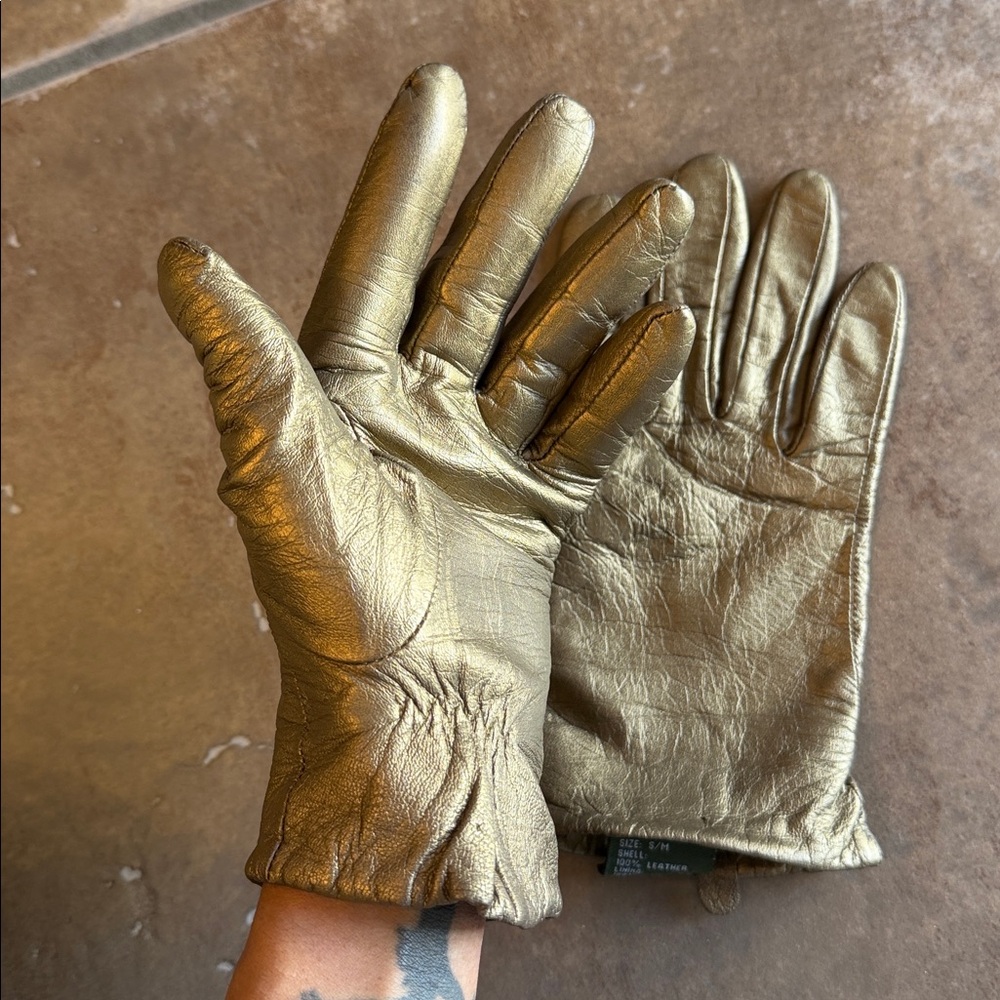 Metallic Bronze Leather Gloves – Genuine Leather - Picture 8 of 12